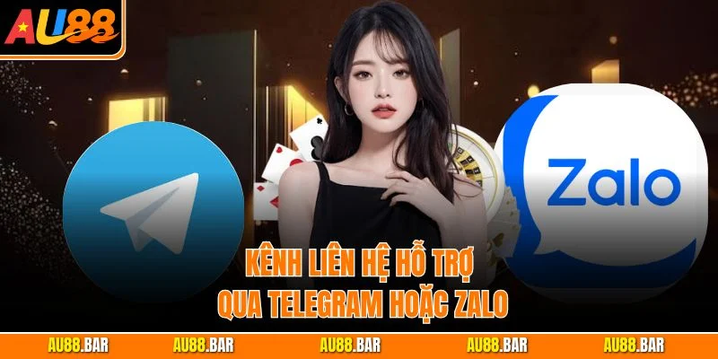 Kênh liên hệ hỗ trợ qua Telegram hoặc Zalo